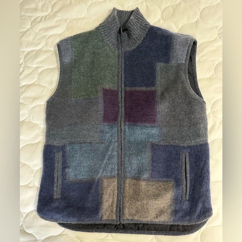 Vintage Missoni Multicolor Mohair Sweater Vest Puffer Full Zip Reversible 54